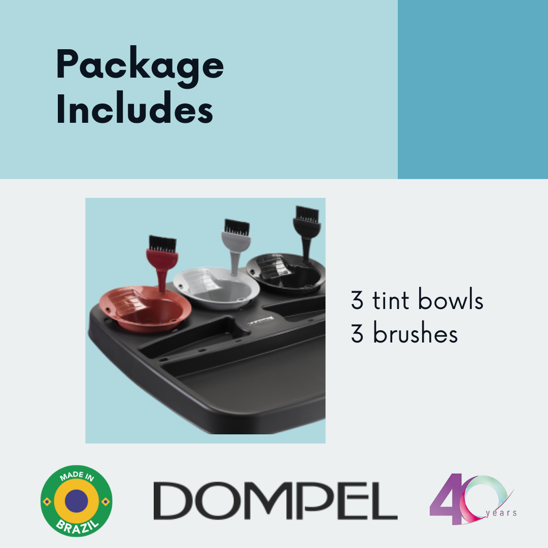 Carro para tintes de cabello Dompel Multicolor con 3 cuencos y cepillos Modelo 470-HAIR STYLIST-DOMPEL