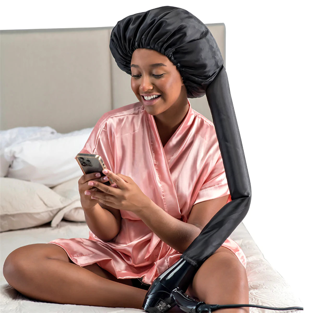 Dompel Satin hair cap with dryer attach, best Diffuser Hair Cap Model 393 (2 PCS)-HAIR STYLIST-DOMPEL