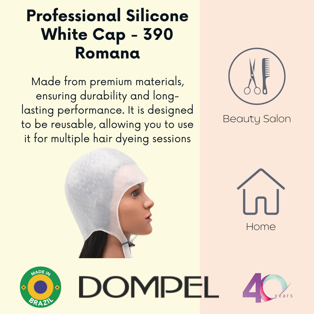 Dompel - Silicone Highlight Hair Cap Color White Type Romana Model 390-SA - White-HAIR STYLIST-DOMPEL
