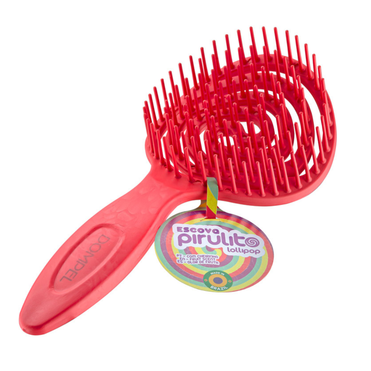 Dompel Hair Brush Pirulito, antistatic brush, 4 Pcs (Strawberry, Pineapple, Grape, Green apple) Model 4018 - depilcompany