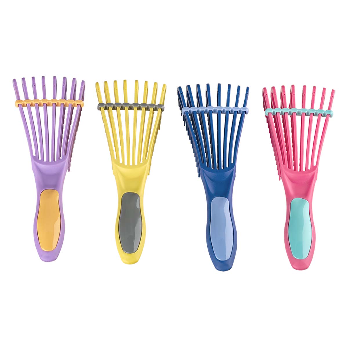 Dompel Caracol hairbrush, specially developed for the curl brushing routine, antistatic brush with light, soft and flexible bristles. 4 pieces (yellow, pink, purple, blue) - depilcompany