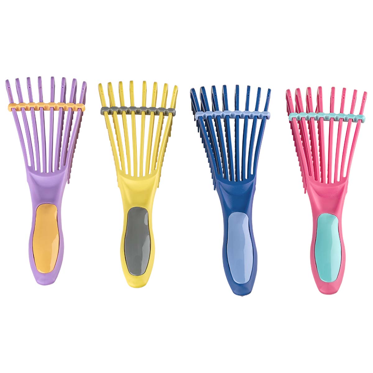 Dompel Caracol hairbrush, specially developed for the curl brushing routine, antistatic brush with light, soft and flexible bristles. 4 pieces (yellow, pink, purple, blue) - depilcompany
