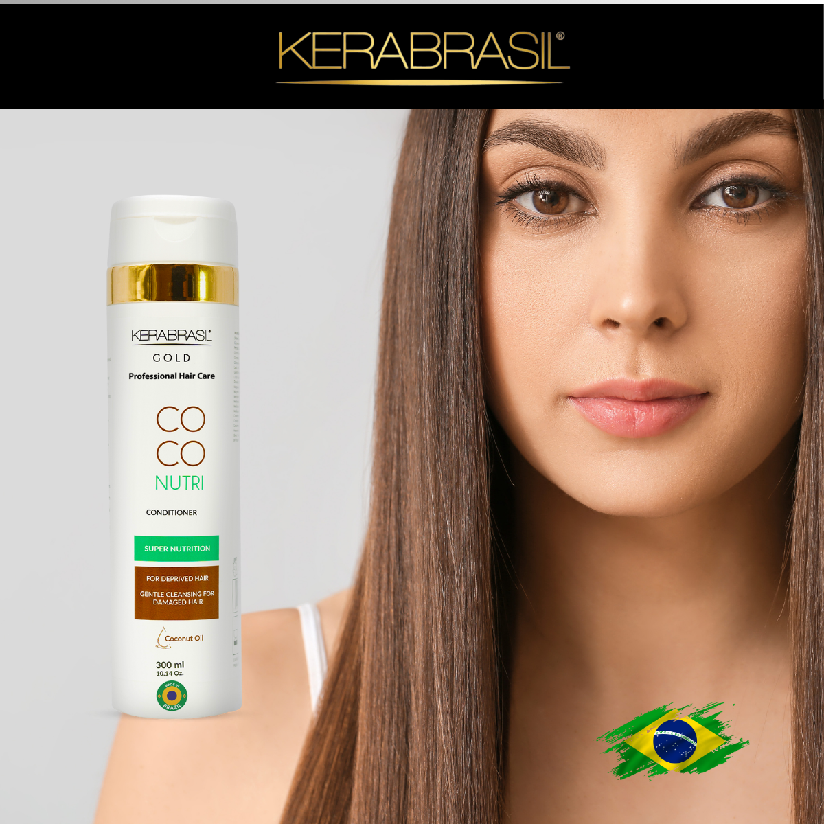 KERABRASIL Coconut Rich Conditioner - 300ml - Smooth & Shine Hair Therapy-KERABRASIL