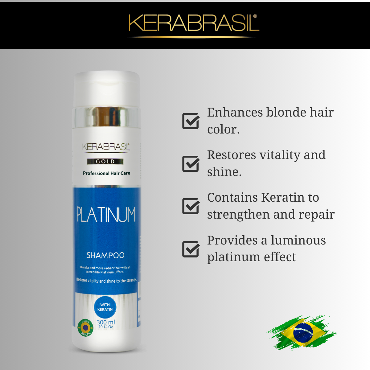 KERABRASIL Platinum Hair Care Set - 300ml Shampoo & Conditioner, 250g Treatment Cream-KERABRASIL