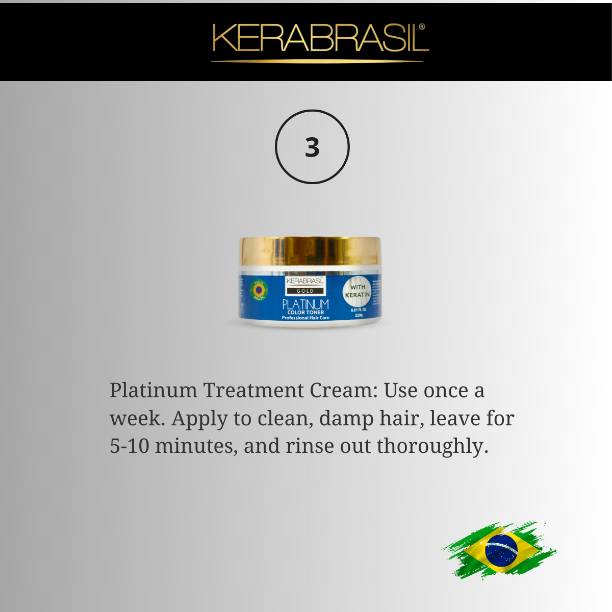 KERABRASIL Platinum Hair Care Set - 300ml Shampoo & Conditioner, 250g Treatment Cream-KERABRASIL