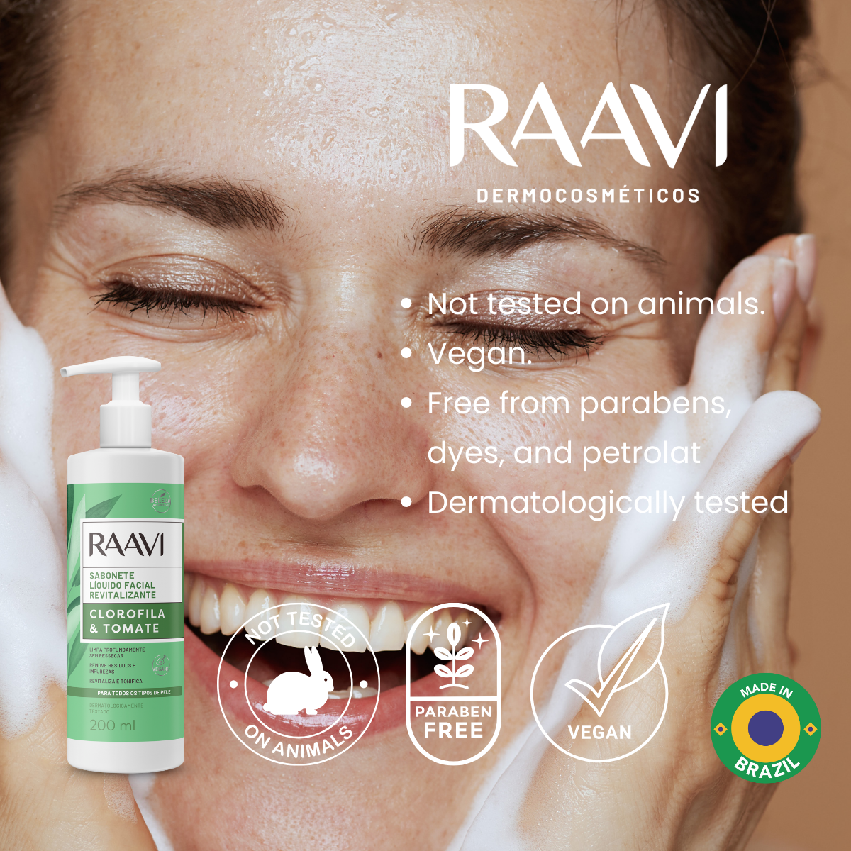 Jabón líquido revitalizante de clorofila y tomate RAAVI - 200 ml - raavicosmetics