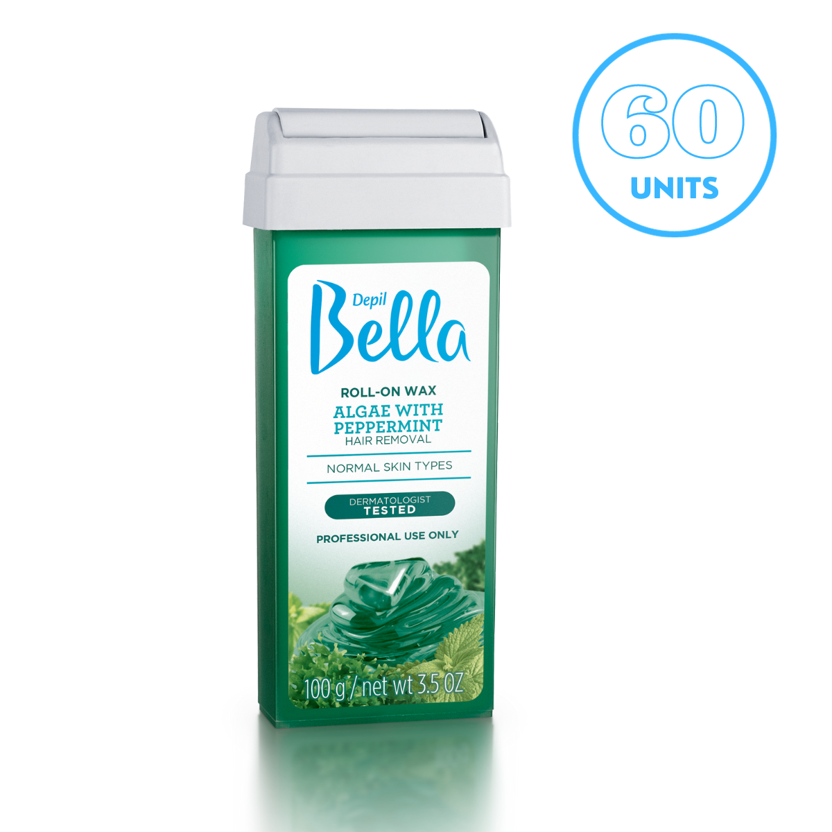 Depil Bella Algae with Peppermint Cera Depilatoria Roll-On, 3.52oz (Oferta 60 Unidades)