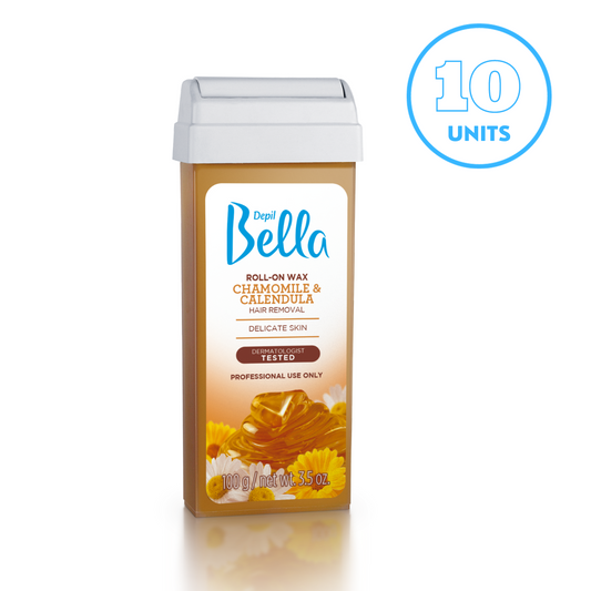 Depil Bella Cera Depilatoria Roll-On Manzanilla y Caléndula, 3.52oz (Oferta 10 Unidades) - Compra cosmética profesional dedicada a la depilación