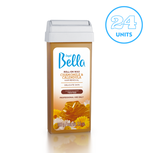 Depil Bella Cera Depilatoria Roll-On Manzanilla y Caléndula, 3.52oz (Oferta de 24 Unidades)