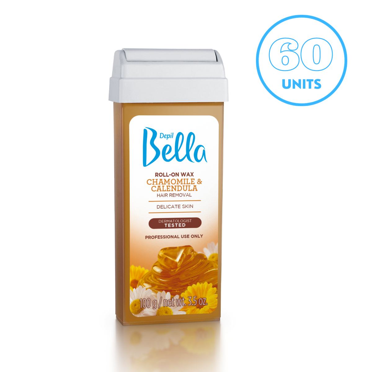 Depil Bella Cera Depilatoria Roll-On Manzanilla y Caléndula, 3.52oz (Oferta de 60 Unidades)