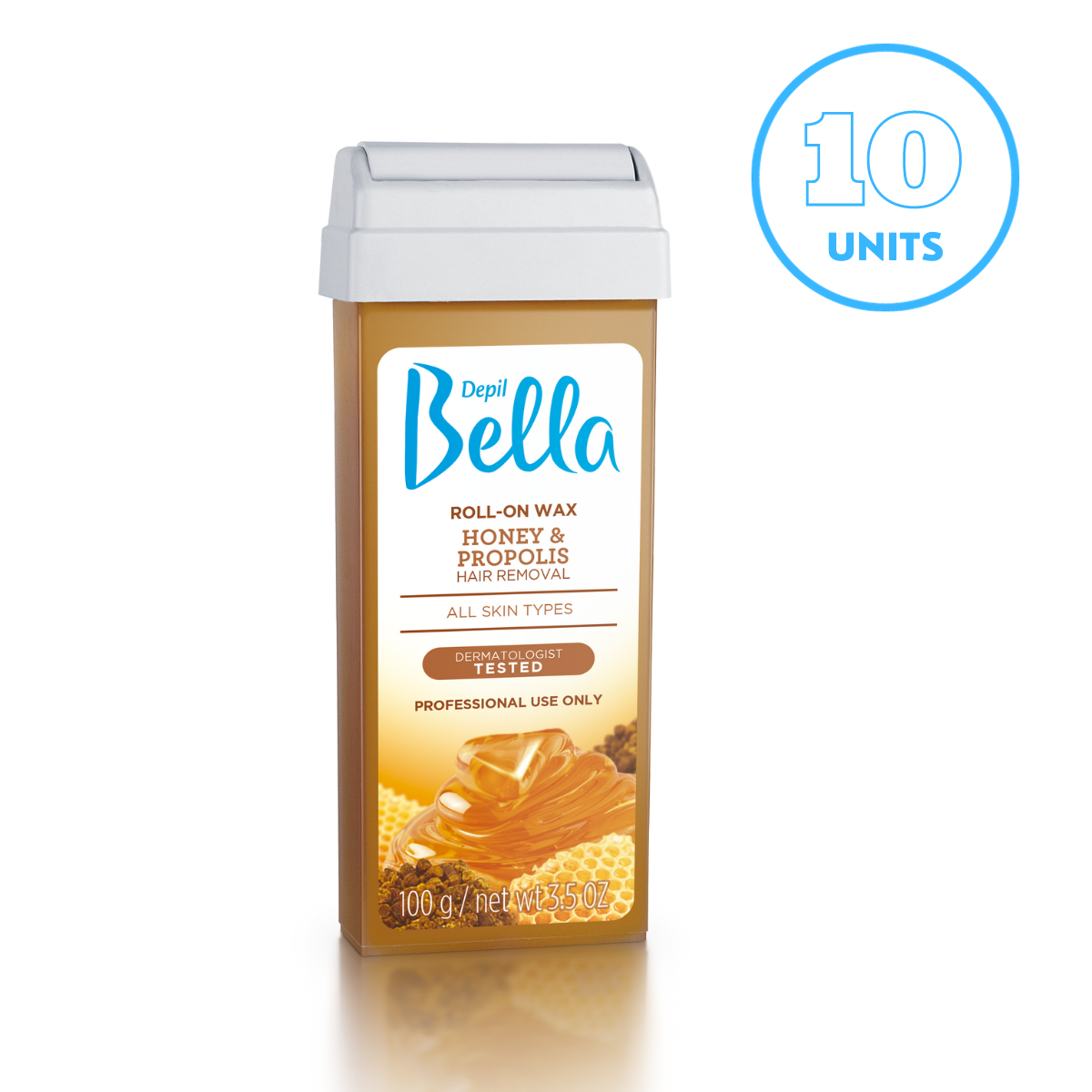 Depil Bella Honey with Propolis Roll-On Depilatory Wax, 3.52oz (10 Units Offer)