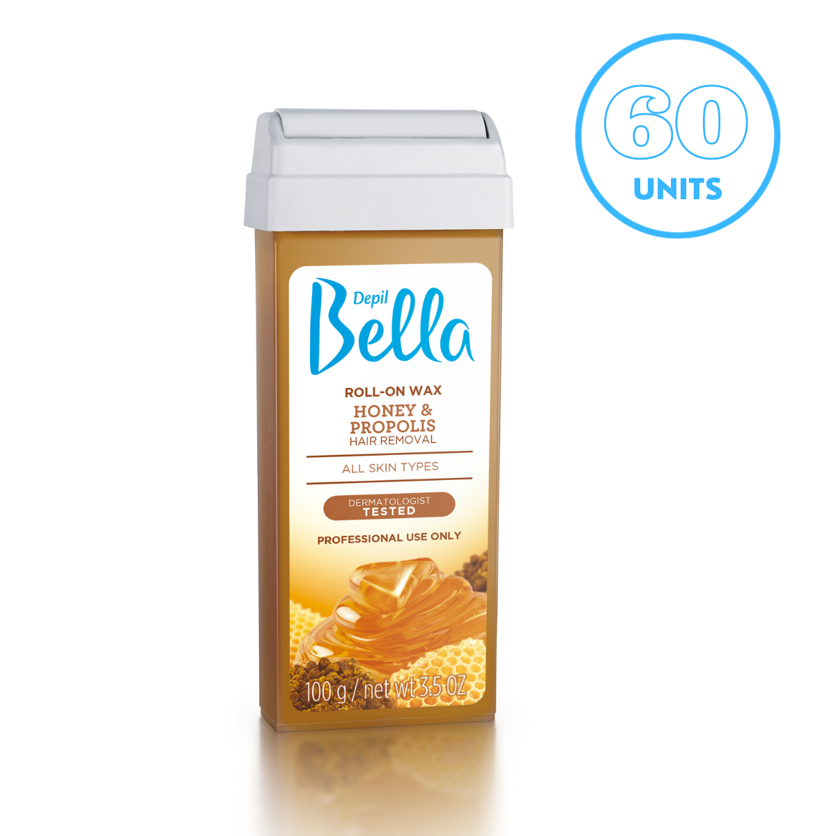 Depil Bella Cera Depilatoria Roll-On Miel con Propolis, 3.52oz, (Oferta 60 Unidades)