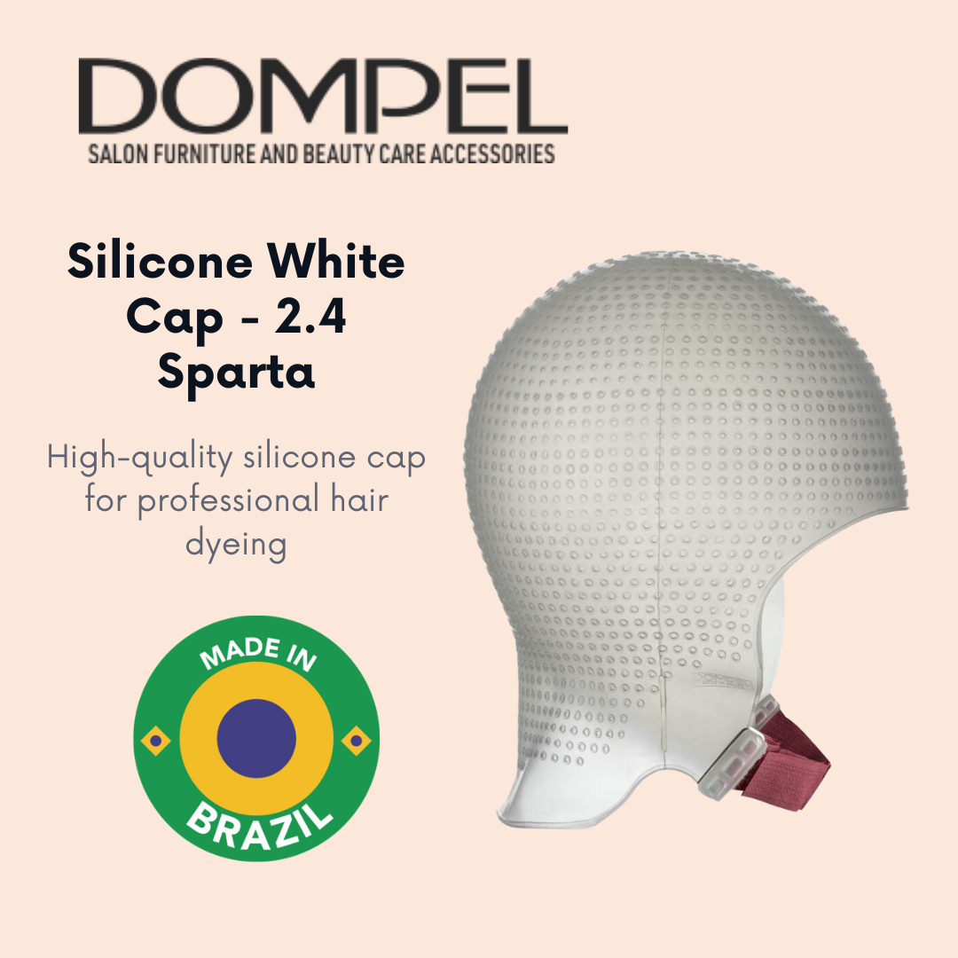 DOMPEL Sparta Gorro para el cabello con realce de silicona 2.4K Color blanco | 2,400 Hoyos Estratégicamente Posicionados | con aguja de metal (2 PCS)