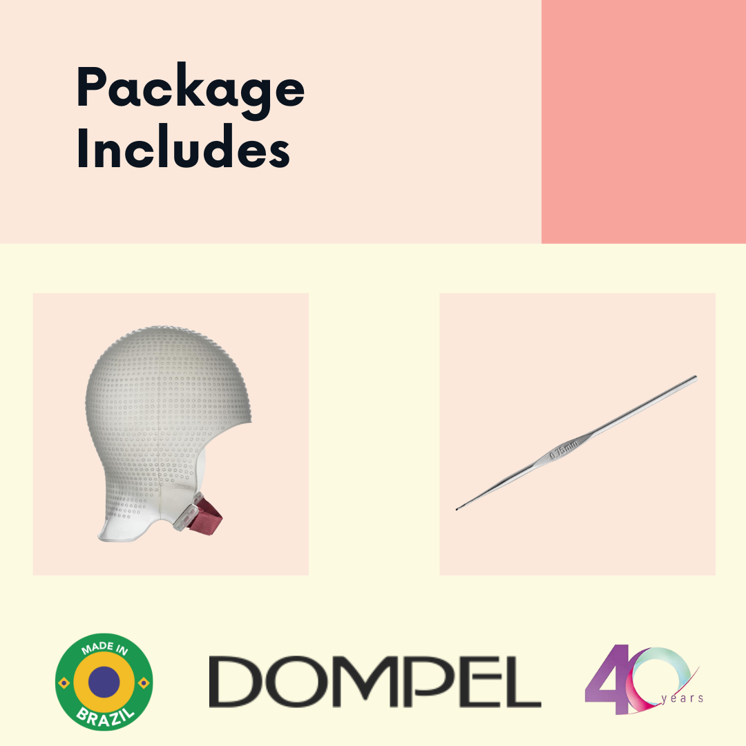 DOMPEL Sparta 2.4K Silicone Highlight Hair Cap Color White | 2,400 Strategically Positioned Holes | with metal needle (2 PCS) - Buy professional cosmetics dedicated to hair removal