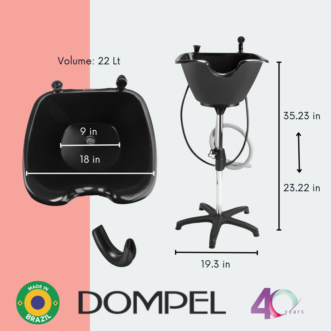 Bundle Wash Unit, Portable Shampoo Sink, Includes Drain Hose and Faucet with Hose, Headrest and Set of 4 Hair Brushes. - Dompel - Buy professional cosmetics dedicated to hair removal