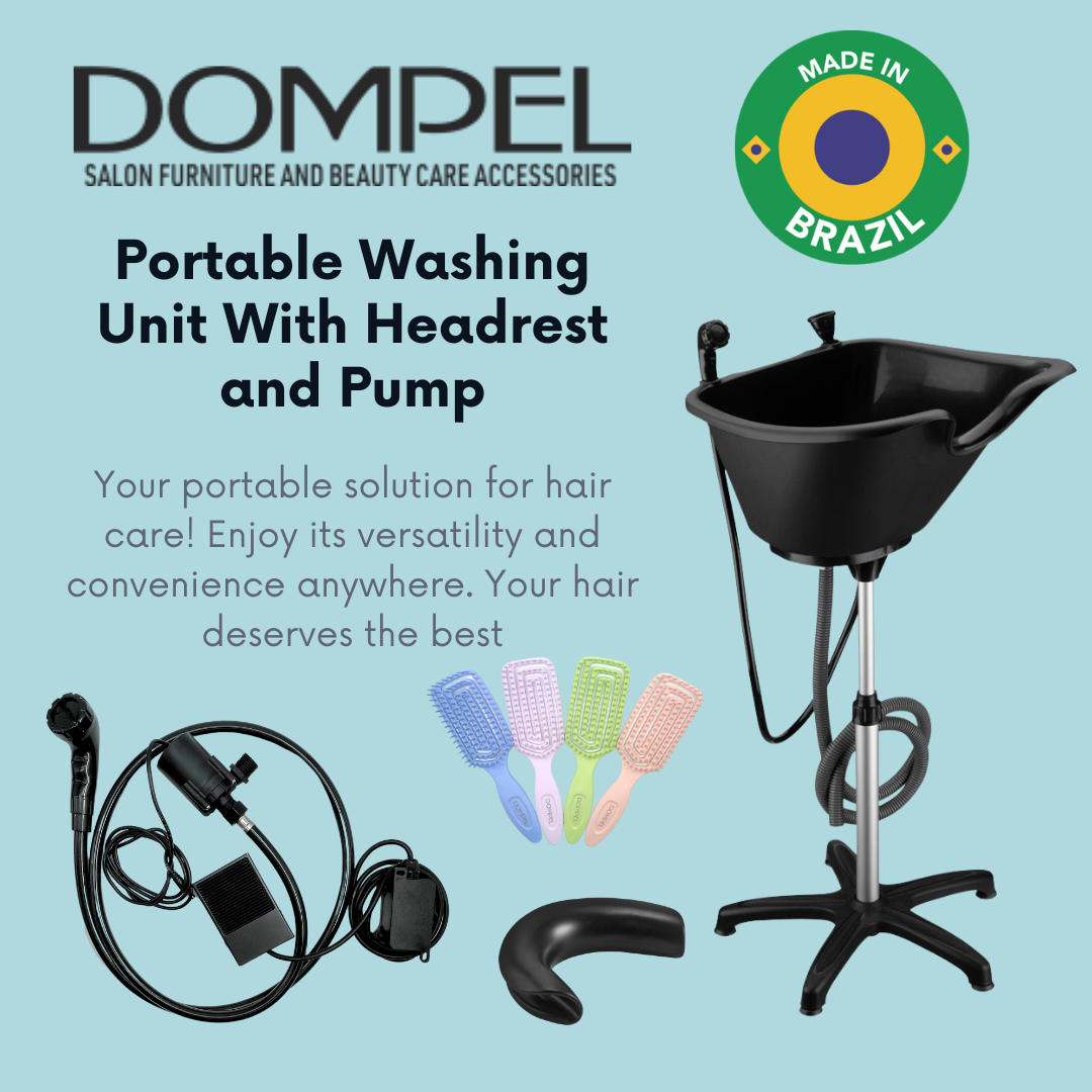 DOMPEL Portable Hair Washing Unit | with Electric Pump with Shower and Hose, Drainage Hose, Headrest and Hair Brush Set. Model 1891 - Buy professional cosmetics dedicated to hair removal