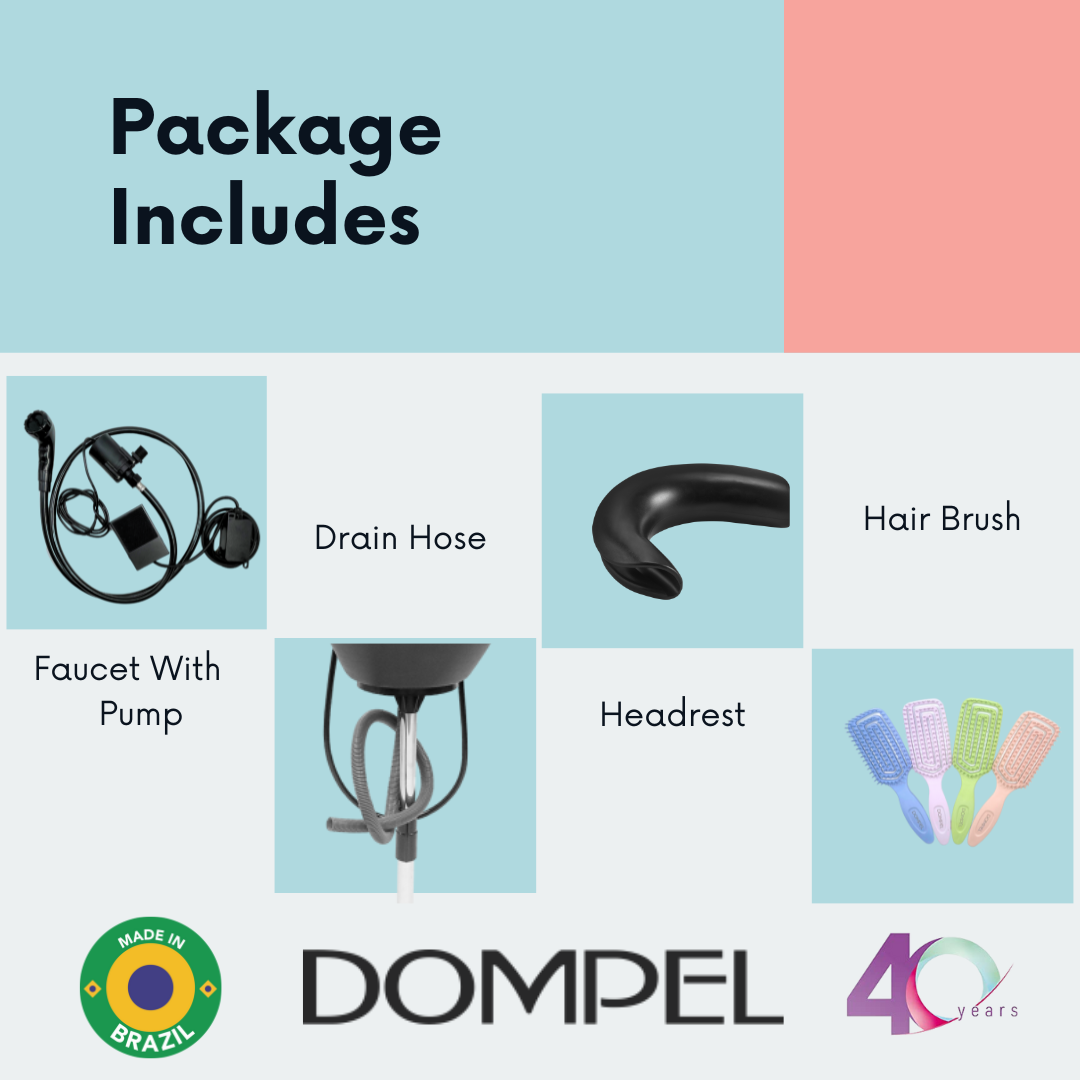 DOMPEL Portable Hair Washing Unit | with Electric Pump with Shower and Hose, Drainage Hose, Headrest and Hair Brush Set. Model 1891 - Buy professional cosmetics dedicated to hair removal