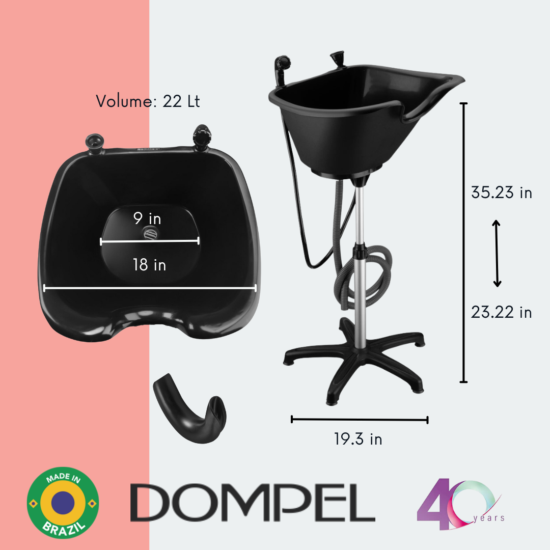 DOMPEL Portable Hair Washing Unit | with Electric Pump with Shower and Hose, Drainage Hose, Headrest and Hair Brush Set. Model 1891 - Buy professional cosmetics dedicated to hair removal