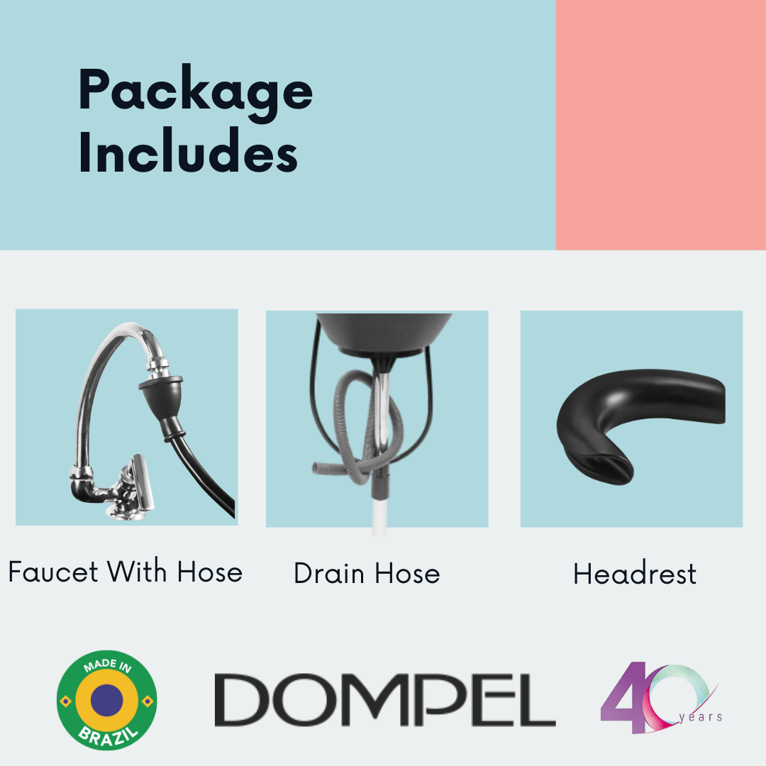 Dompel Portable Wash Unit with Drain Hose, Faucet and Headrest Model 1890-HEAD - Buy professional cosmetics dedicated to hair removal