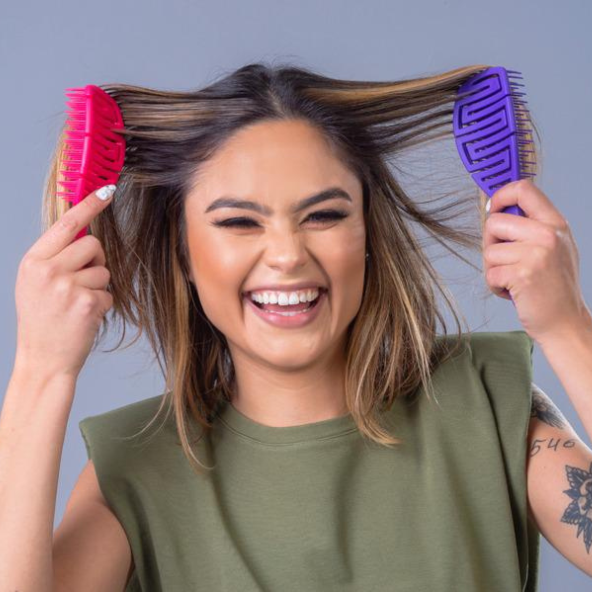 Juego de cepillos para el cabello Dompel Maya - Juego de 4 piezas (verde, rosa, púrpura, negro) - Cepillo antiestático para todo tipo de cabello.