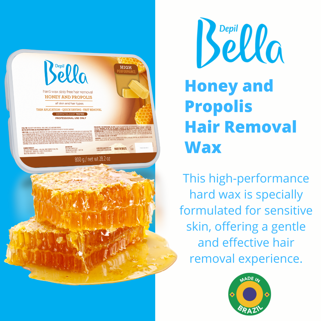 Bundle Depil Bella Hard wax Honey with propolis 28.2 Oz (3 und) + 1 Pre Waxing + 1 Post Waxing + 1 Dolomita + 100 Wooden Spatulas