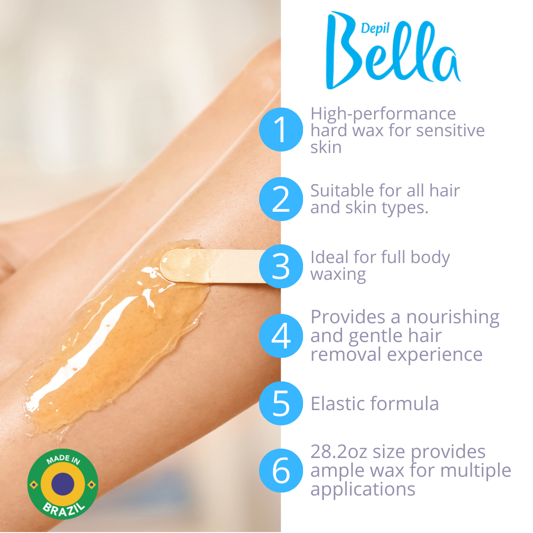 Depil Bella Cera dura de alto rendimiento con miel y propóleo, 28.2 oz