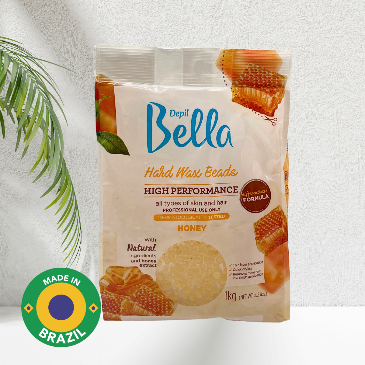 Depil Bella Hard Wax Beads Honey - Depilación profesional, 2.2 lbs