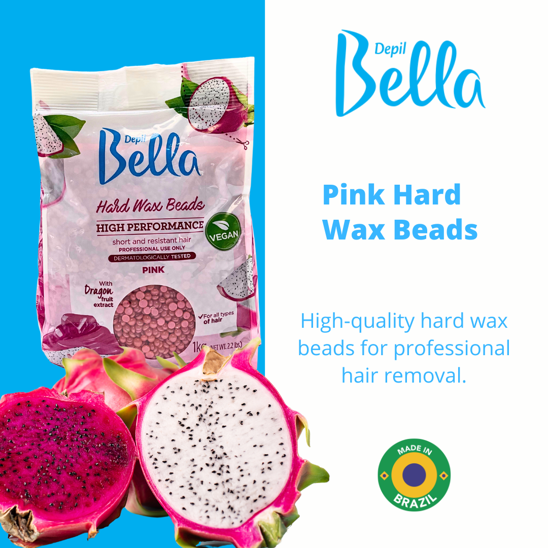 Depil Bella Perlas de Cera Dura Confeti Pitaya Rosa - Depilación de Alto Rendimiento | Vegano 2.2 libras