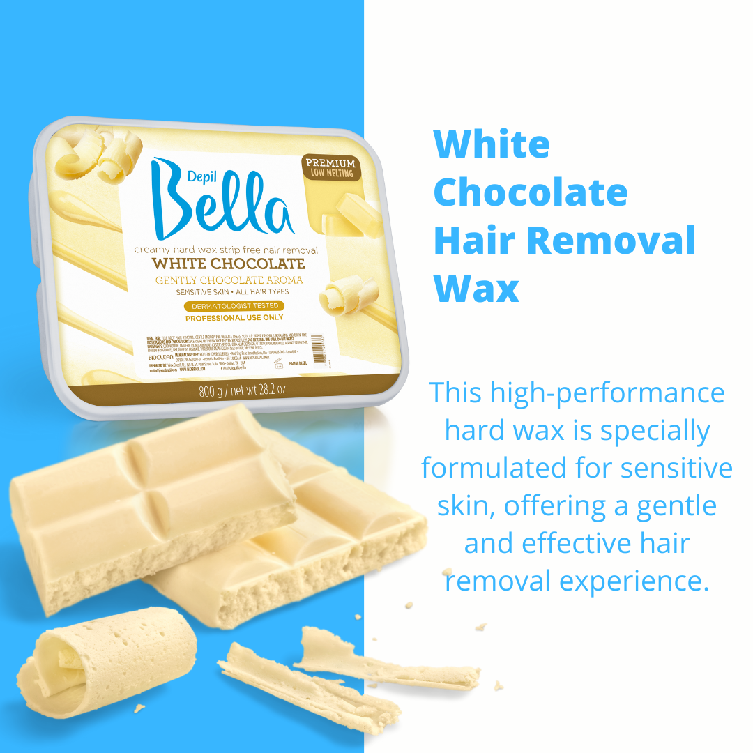 Bundle Depil Bella Hard Wax White Chocolate 28.2 Oz (3 Units) + 1 Pre Waxing 500 ml + 1 Post Waxing 500 ml + 1 Dolomita + 100 Wooden Spatulas - Buy professional cosmetics dedicated to hair removal