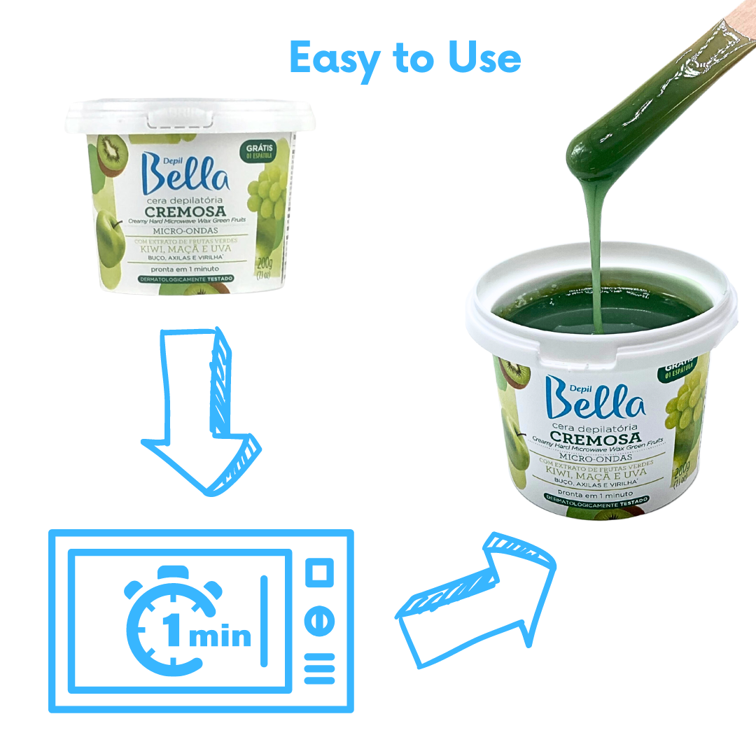 Depil Bella Cera Dura Cremosa Microondas Cera Frutas Verdes 200g