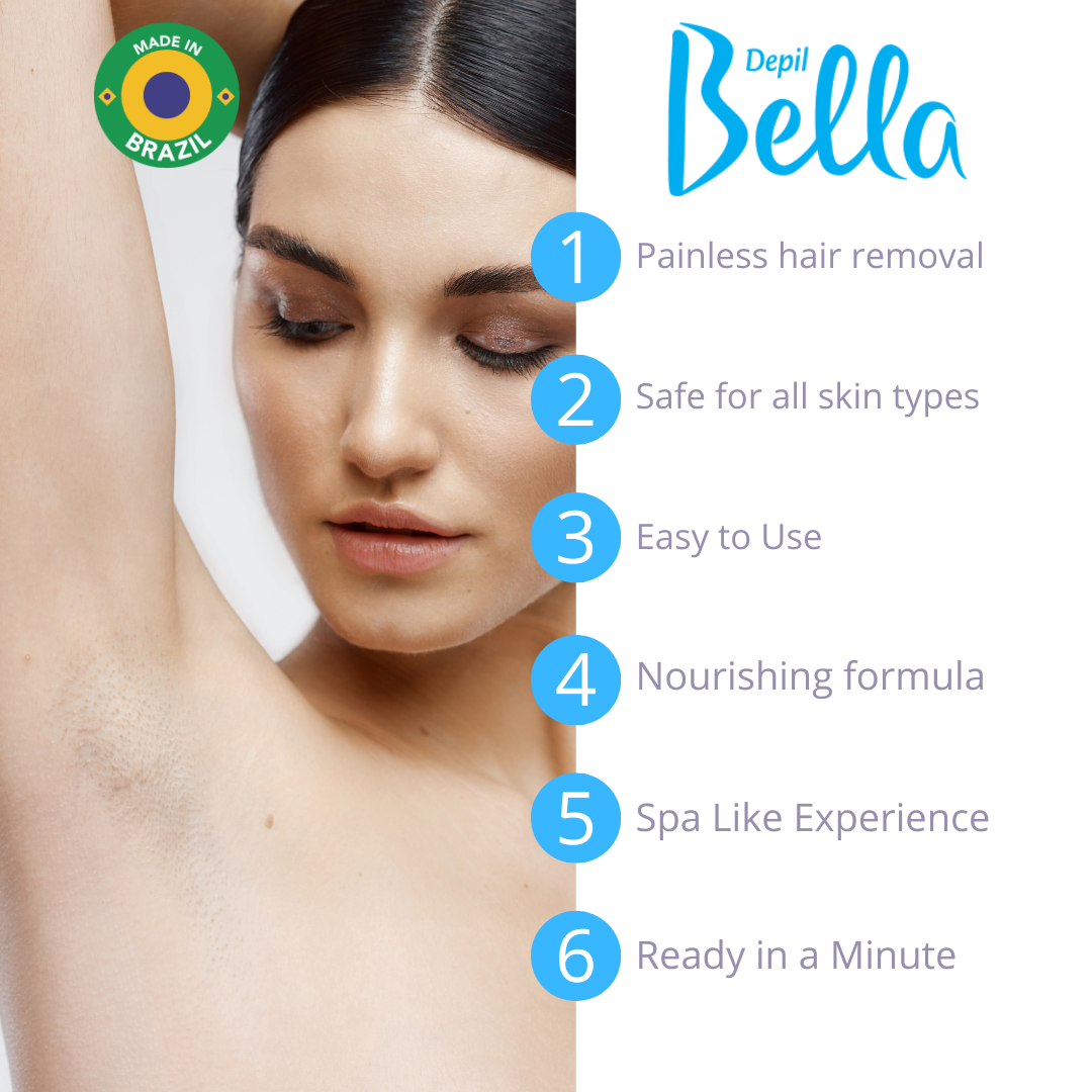 Depil Bella Hair Removal Bundle - 2 White Chocolate & 2 Green Microwave Hard Wax | 100 Wooden Wax Sticks | 2 Pre-Wax Astringent | 2 Wax-Off Oil | Convenient Storage Case - Buy professional cosmetics dedicated to hair removal