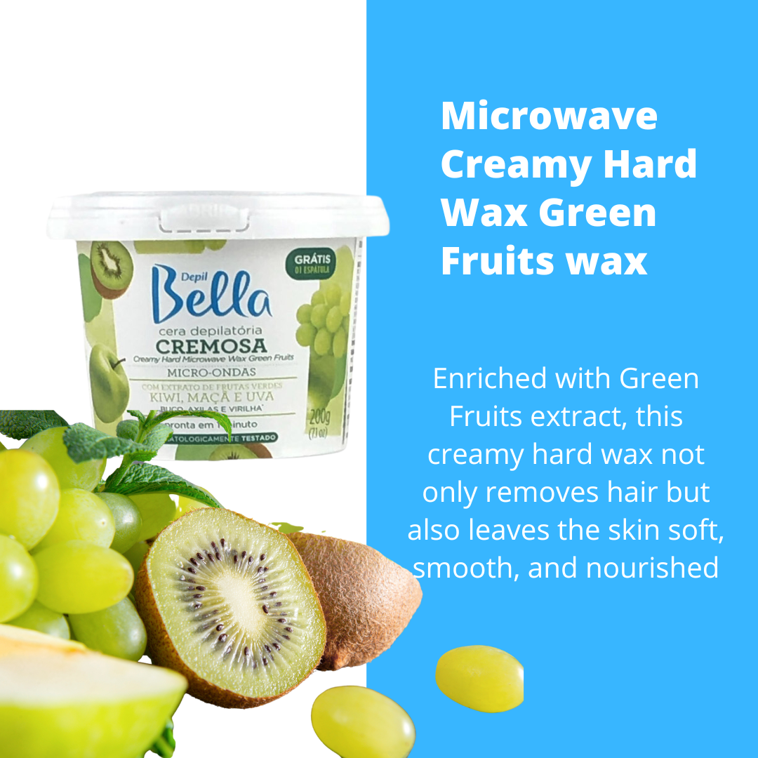 Depil Bella Cera Dura Cremosa Microondas Cera Frutas Verdes 200g