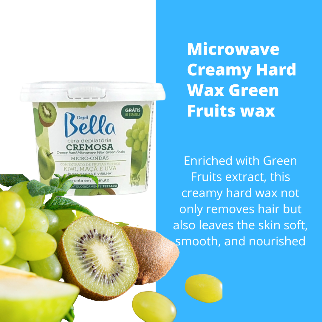 Depil Bella Cera Dura Cremosa Microondas Cera Frutas Verdes 200g - Comprar cosmética profesional dedicada a la depilación