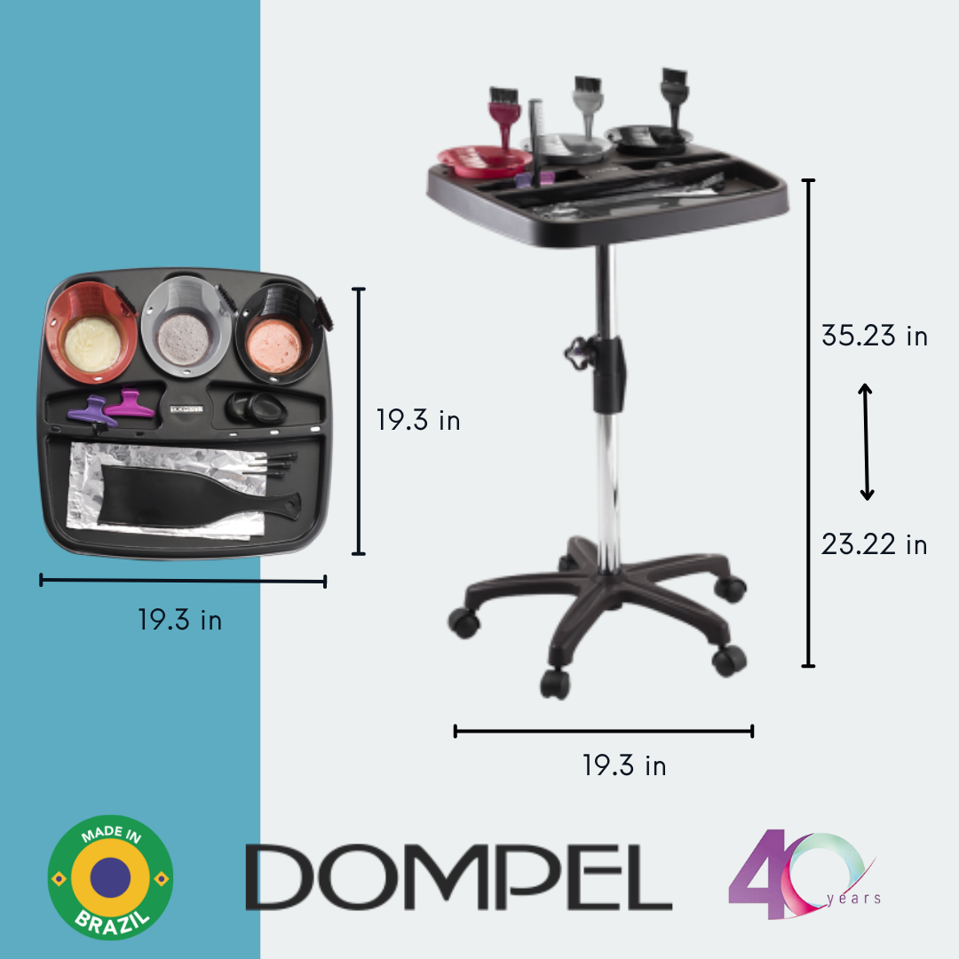 Dompel Multicolor Hair Color Trolley with 3 Bowls and Brushes Model 470