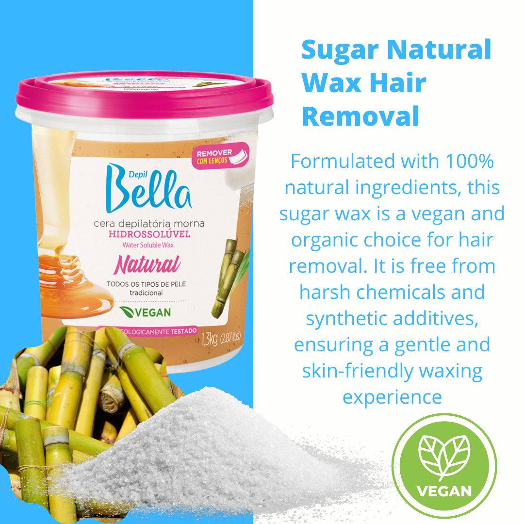 Depil Bella Bundle 2 Cera Natural de Azúcar de Cuerpo Completo Depilación, y 1 Dolomita en Polvo, 100% natural, vegana, para todo tipo de piel.
