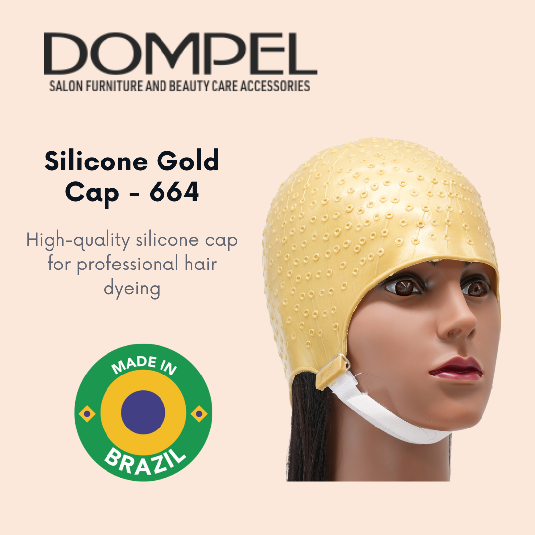 DOMPEL Reusable Professional Silicone Gold Cap with Hook | Special for Hair Dyeing | Model 664-CA - Buy professional cosmetics dedicated to hair removal