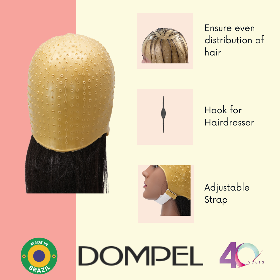 DOMPEL Gorro Reutilizable Profesional de Silicona Dorada con Gancho | Especial para Teñir el Cabello | Modelo 664-CA - Comprar cosmética profesional dedicada a la depilación