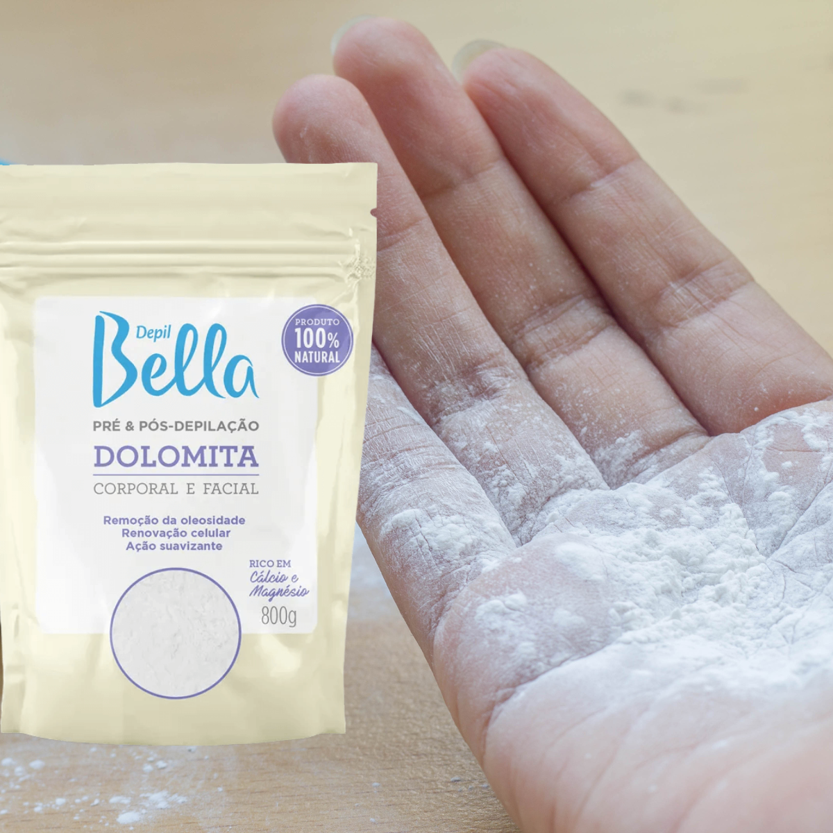 Depil Bella Dolomita Polvos para Pre y Post Depilación Corporal y Facial - 800G - depilcompany