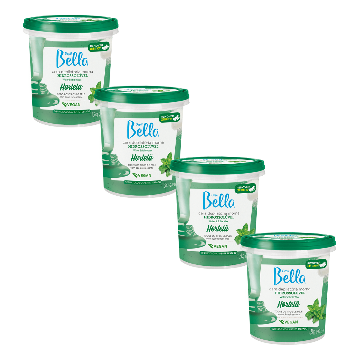 Depil Bella Full Body Sugar Wax Mint, Hair Remover 1300g (4 Units Offer) - depilcompany