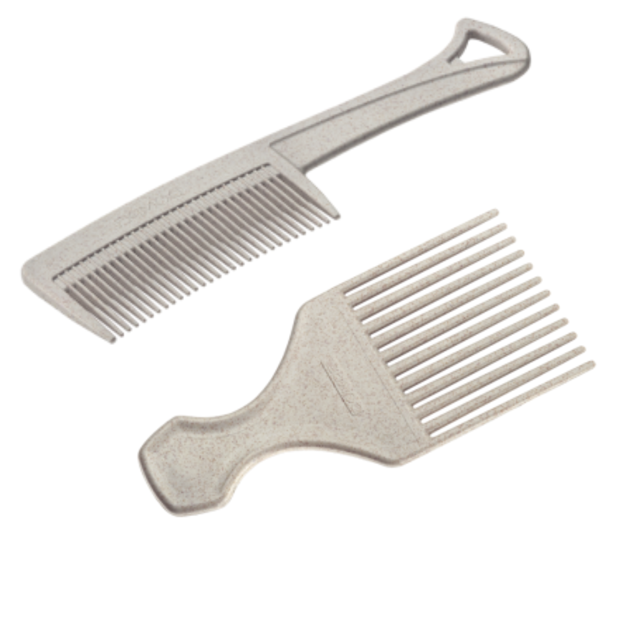 Dompel Eco Comb Bundle, one Hair Pick and one Large Tooth, with a modern design, it is made with rice husk residues and polypropylene.-HAIR STYLIST-DOMPEL