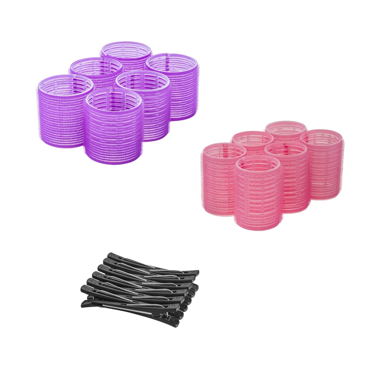 Salon Perfect Self Grip Hair Rollers Set with Clips - 12 Piece Set (6 Large, 6 Jumbo)-HAIR STYLIST-DOMPEL