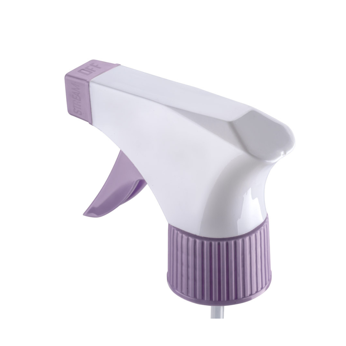 Dompel Trigger Sprayers valves, color lilac, thread 28/410, made with stainless steel springs and glass balls, with spray and stream Model 101D - depilcompany