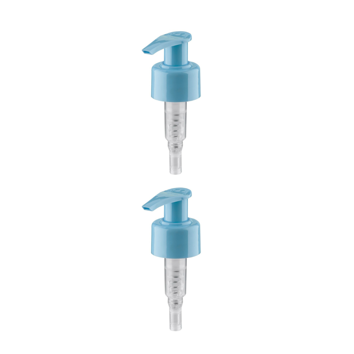 Dompel Pump valves, color blue, thread 28/410, made with stainless steel springs and glass balls, Model 303-A1. (Pump heads only, bottles not included) - depilcompany