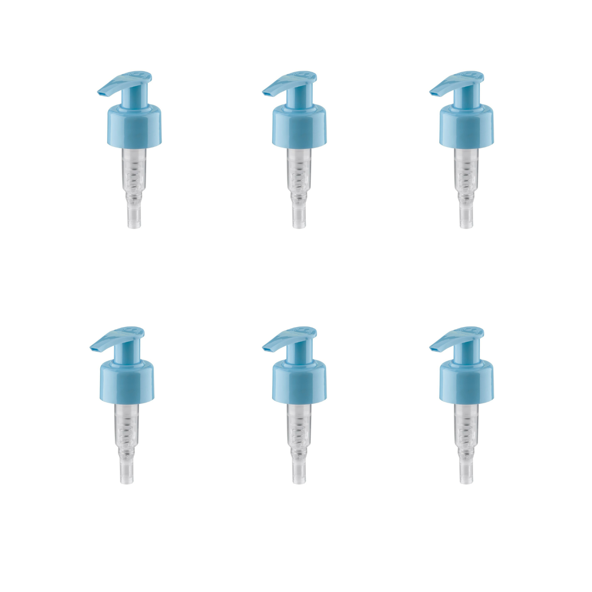 Dompel Pump valves, color blue, thread 28/410, made with stainless steel springs and glass balls, Model 303-A1. (Pump heads only, bottles not included) - depilcompany