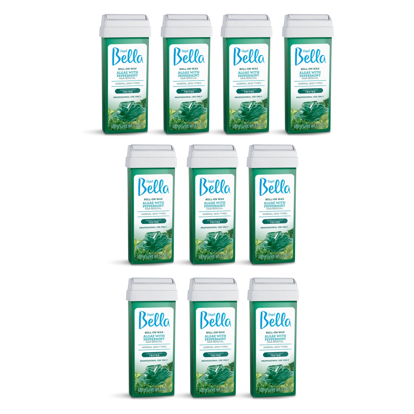 Depil Bella Roll-On Algae with Peppermint Wax Cartridges 3.52Oz (10 Units Offer) - Depilcompany