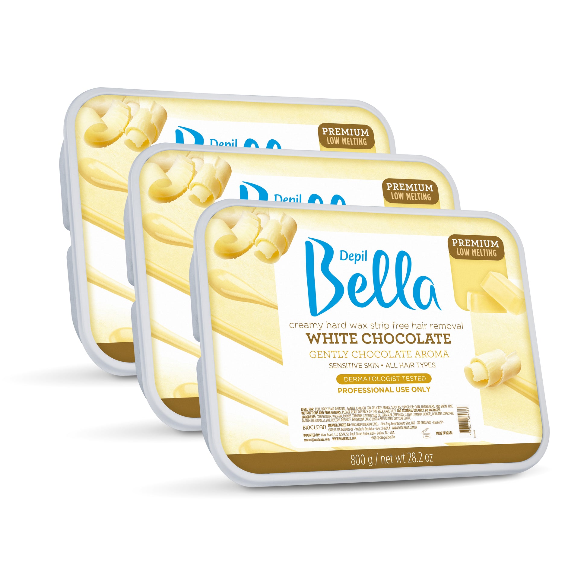 Depil Bella Hard Wax White Chocolate 28.2 Oz (3 Units Offer) - Depilcompany