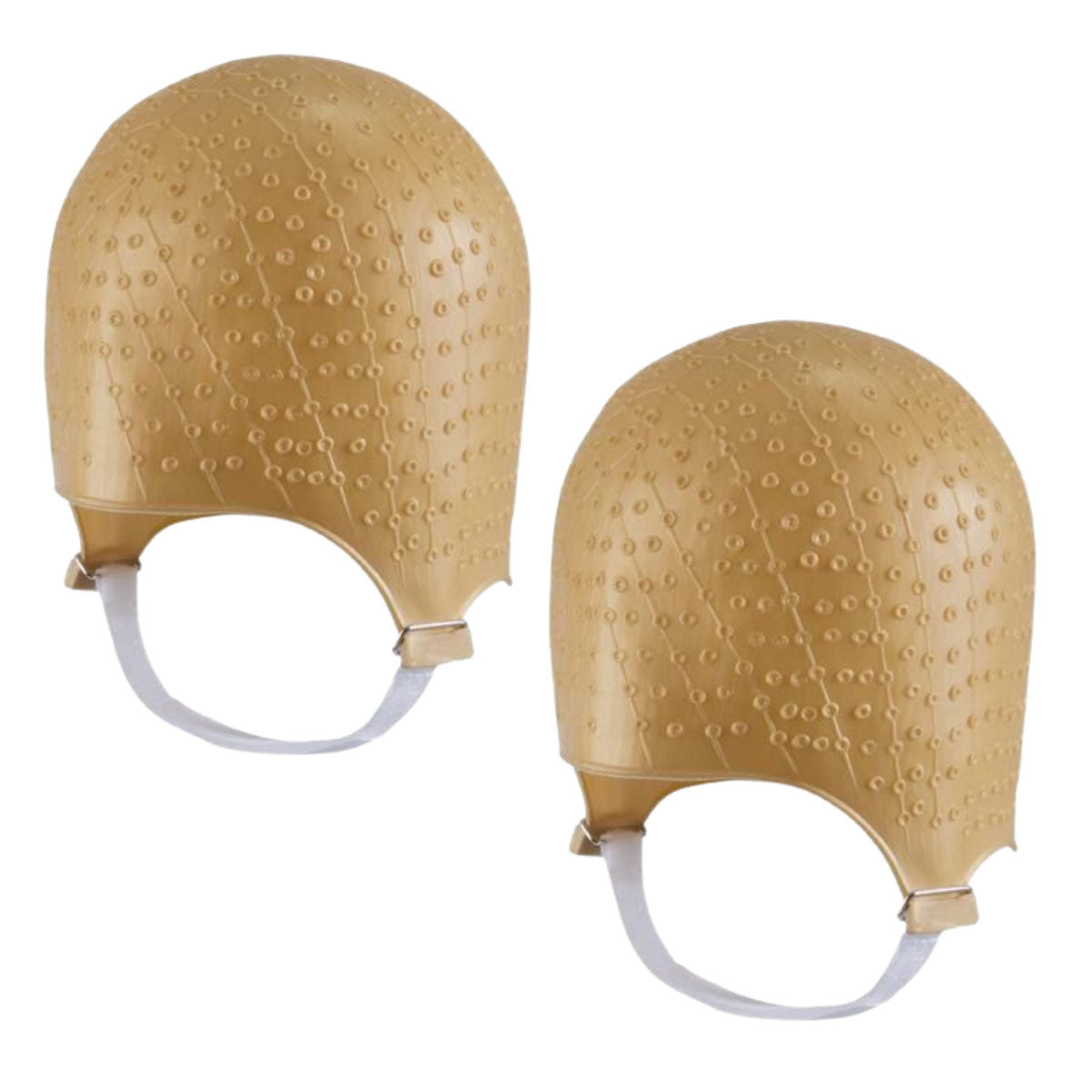 Dompel 2 PCS Reusable professional Silicone Gold cap, special for hair dyeing, includes hook for hairdresser. Model 664-CA - Depilcompany