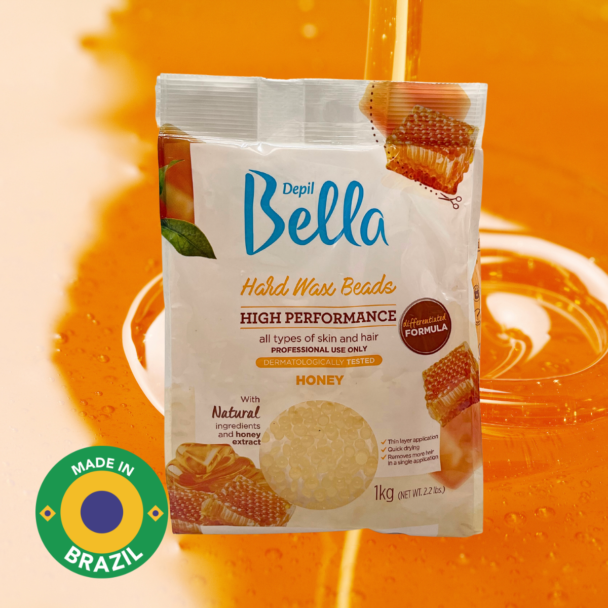 Depil Bella Perlas de Cera Dura Miel - Depilación Profesional, 2.2 lbs (Oferta 10 Unidades) - Comprar cosmética profesional dedicada a la depilación