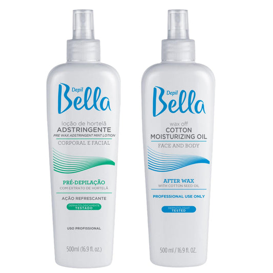 Kit Depil Bella, 1 unidad Eliminador de Grasa Post Depilación y 1 unidad Astringente Pre Depilación. - Depiladora